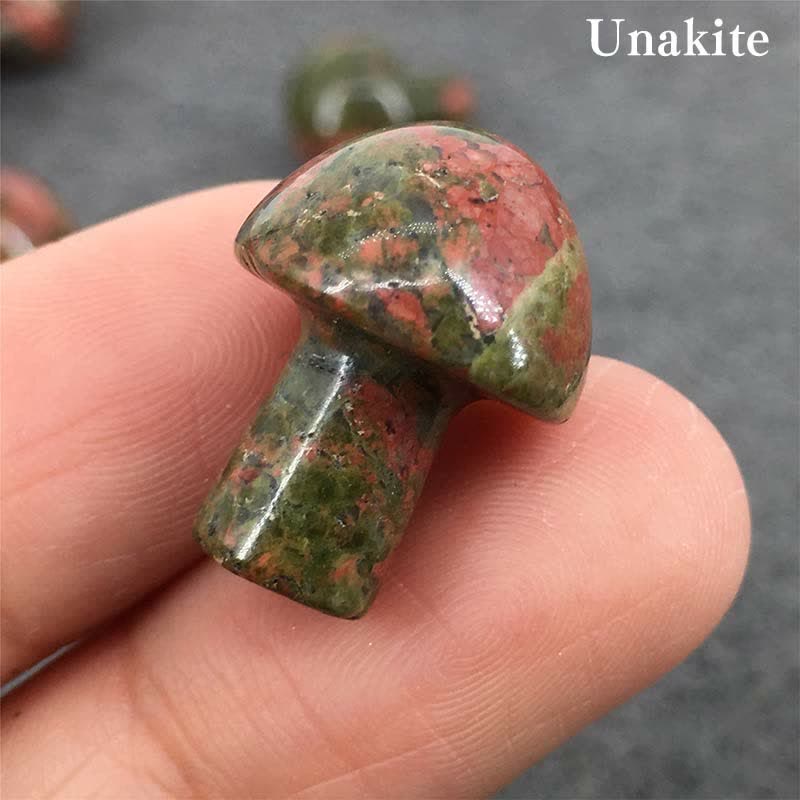 Olivenorma Natural Crystal Mini Mushroom Decoration  - Unakite#1 - image 32