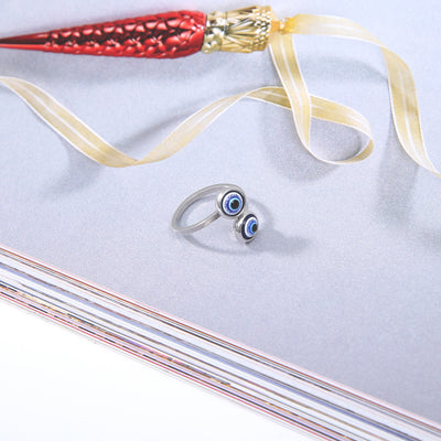 Olivenorma White Zircon Gold Plated Evil Eye Women Ring