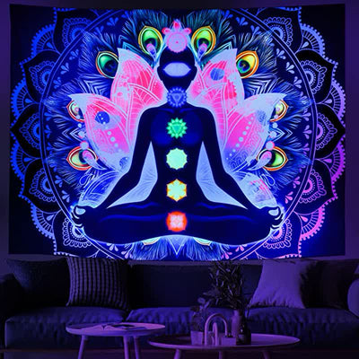 Chakra With Lotus Wall Hanging Tapestry