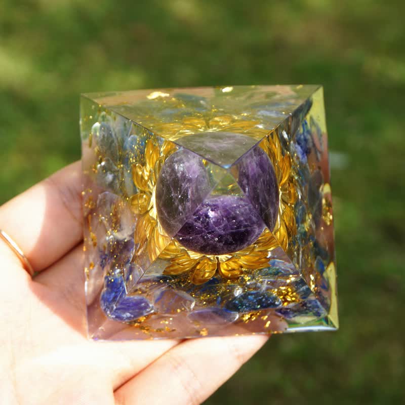 Olivenorma Amethyst Sphere Lapis Lazuli Lotus Orgone Pyramid