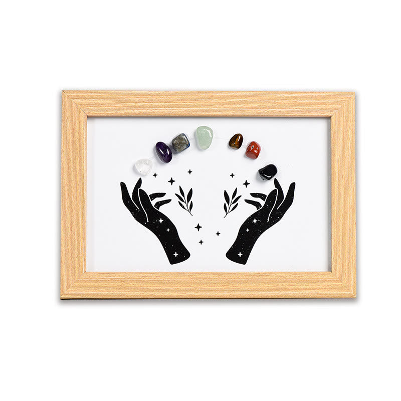 Olivenorma Hands Chakra Stone Crystal Wooden Photo Frame Decoration