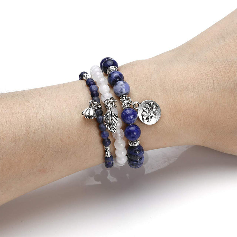 Olivenorma Sodalite Lotus Balance 3 - Piece Bracelet