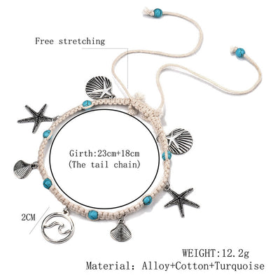 Olivenorma Turquoise Starfish Wave Charm Bracelet Anklet