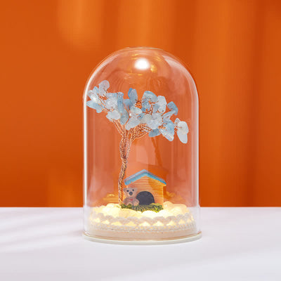 Olivenorma Natural Crystal Glass Cover Feng Shui Tree Decoration