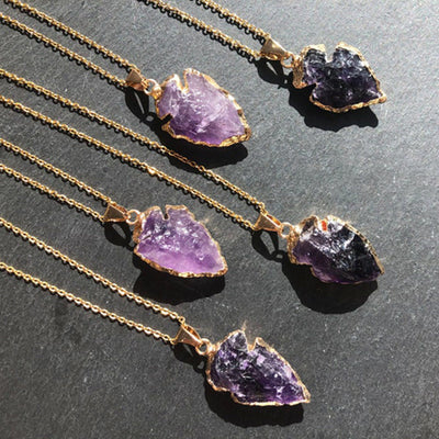 Olivenorma Natural Crystal Carnelian Arrowhead Necklace - Amethyst - image 11