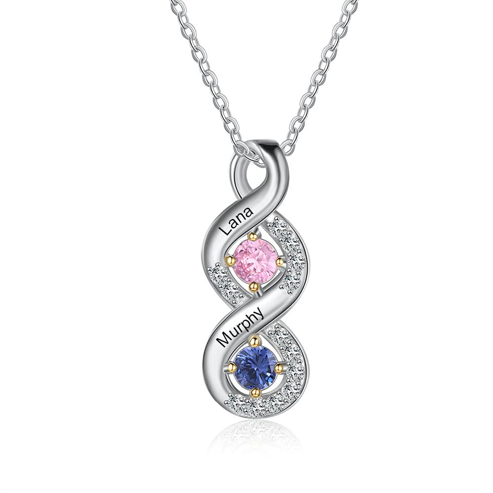 Olivenorma Women Birthstone Engraved Name Necklace