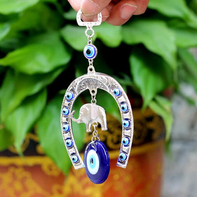 Olivenorma Blue Evil Eye & Elephant & Horseshoe Wall Decor