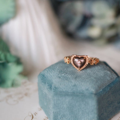 Olivenorma Sterling Silver Gold Plated Labradorite Heart Shaped Ring