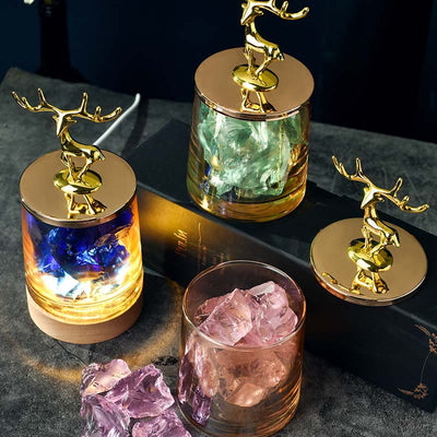 Olivenorma Deer Cup Fireless Ornament Crystal Aromatherapy Lamp