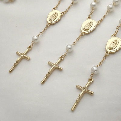 Olivenorma Pearl Cross Virgin Mary Rosary Bracelet