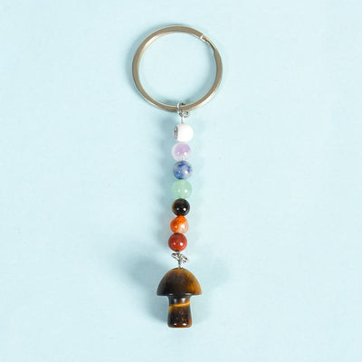 Olivenorma Chakra Crystal Mushroom Beaded Keychain