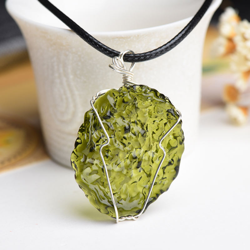 Olivenorma Natural Moldavite Irregular Necklace