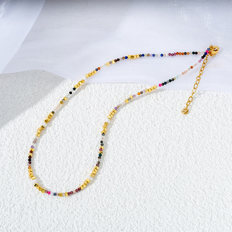 Olivenorma Colorful Natural Tourmaline Beaded Clavicle Gemstone Necklace