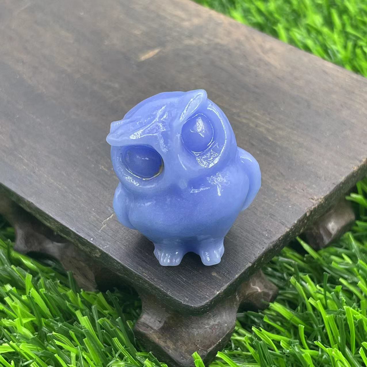 Olivenorma 3.5cm Natural Crystal Owl Ornament Gemstone Decoration - Sapphire - image 2