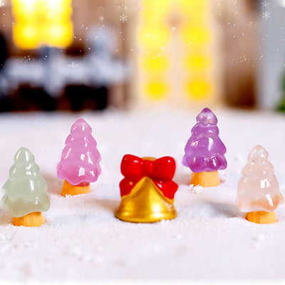 Olivenorma 5Pcs Crystal Mini Christmas Tree Sculpture Gemstone Decoration