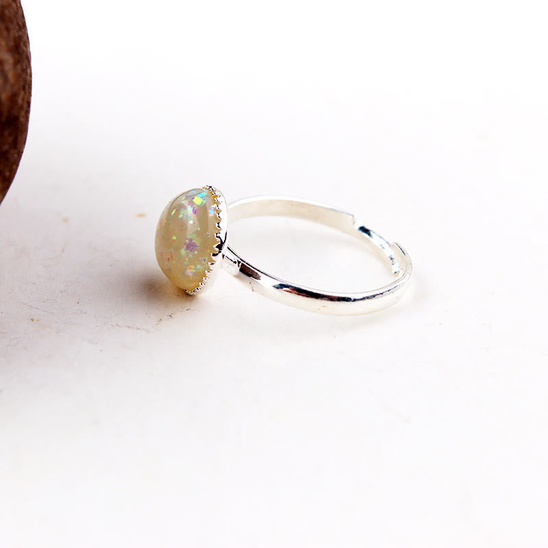 Olivenorma Opal Moonstone Simple Half Circle Adjustable Ring