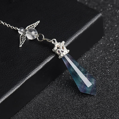 Olivenorma Labradorite Crystal Angel Wings Pendulum