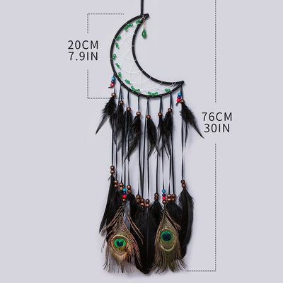 Olivenorma Natural Green Aventurine Peacock Feather Dream Catcher