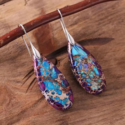 Olivenorma Drop Shape Emperor Stone Earrings