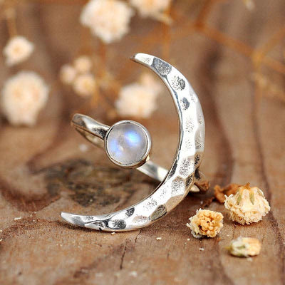 Olivenorma Moonstone Crescent Moon Ring