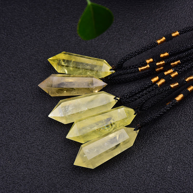 Olivenorma"Prosperous Life" - Citrine Hexagonal Prism Crystal Necklace