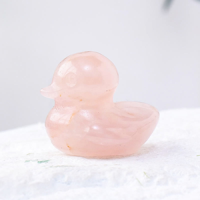 Olivenorma 1.2Inch Quartz Crystal Duck Carving Gemstone Decoration - Rose Quartz - image 1