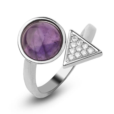 Olivenorma Geometric Shape Natural Crystal Adjustable Ring