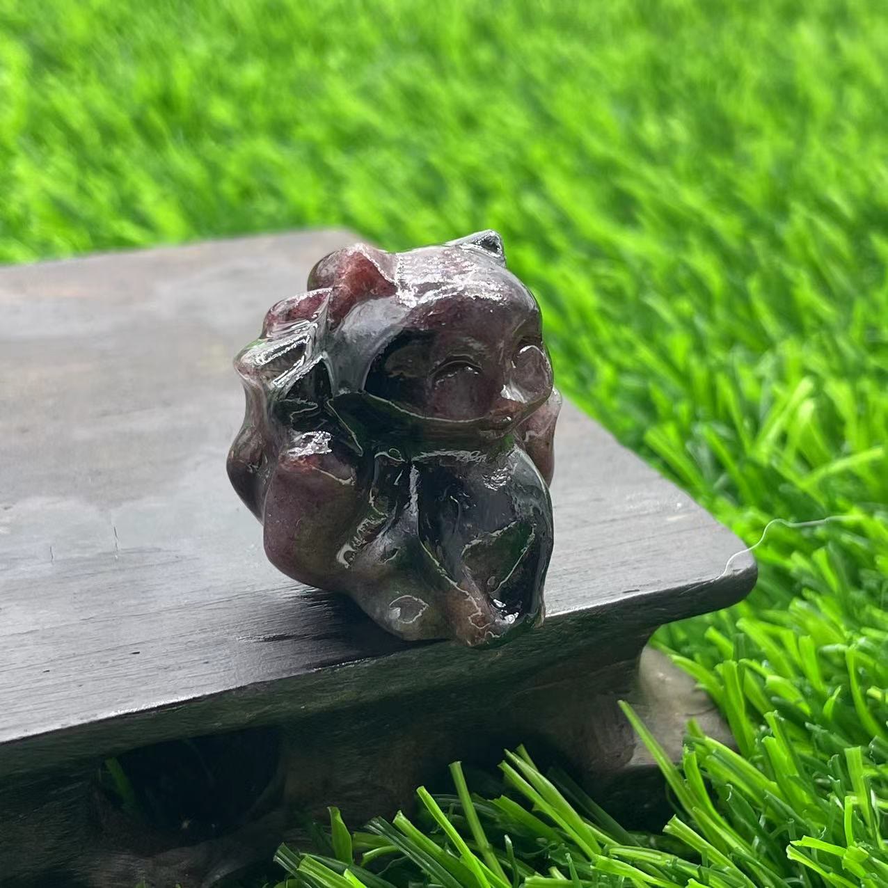 Olivenorma Natural Stone 3cm Nine Tailed Fox Gemstone Decoration - Garnet - image 30