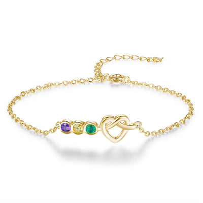 Olivenorma Personalized Heart 2-5 Birthstones Bracelet