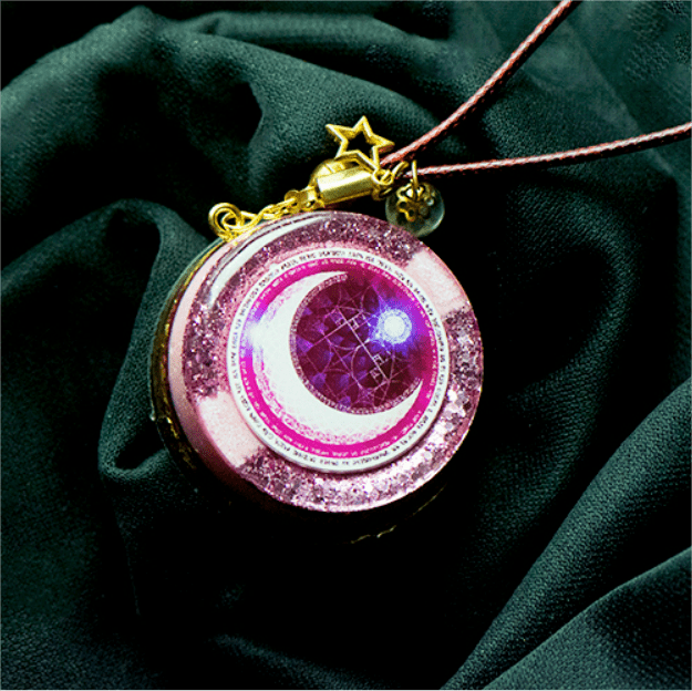 Olivenorma Moonlight Streamer Moon Phase Pink Pendant Orgone Necklace