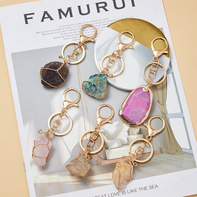 Olivenorma Raw Crystal Keychain Gemstone Pendant Keychain - image 0