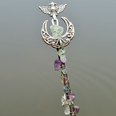 Olivenorma Natural Fairy Moon With Feather Crystal Wands