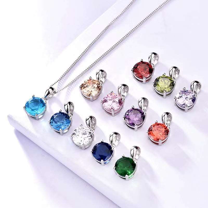 Olivenorma Multicolor Zircon Gemstone Four Claw Pendant Necklace