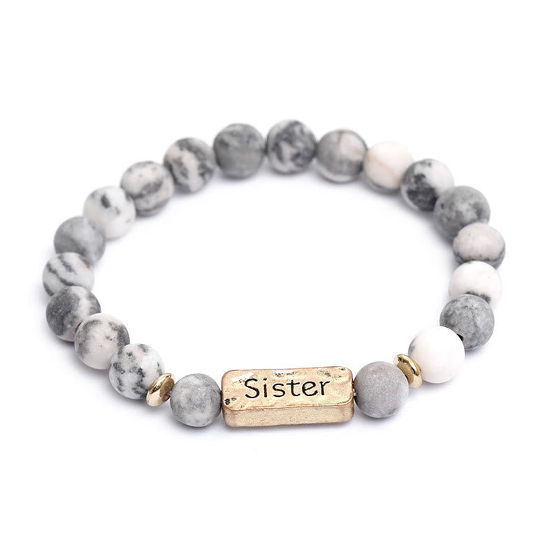 Olivenorma Natural Gemstone Sister Engraving Bracelet