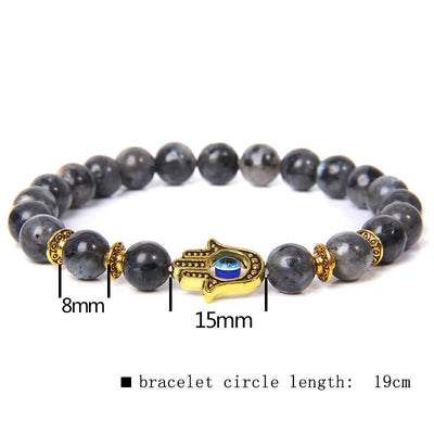 Olivenorma Evil Eye Hamsa 8mm Natural Beaded Men Bracelet