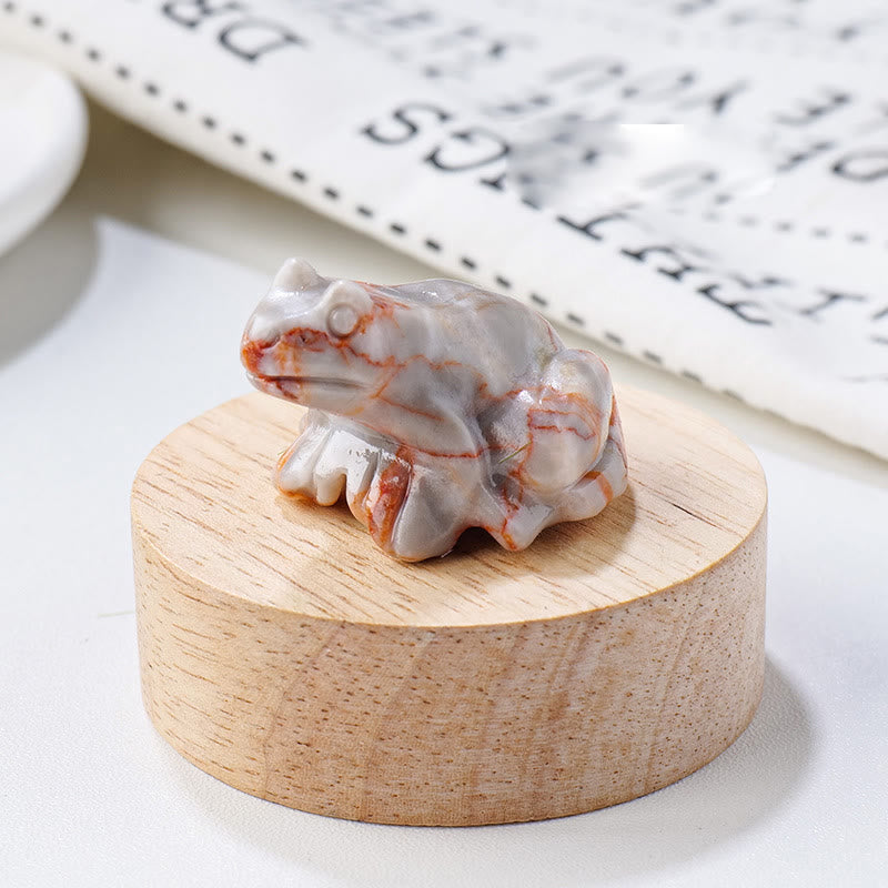 Olivenorma Natural Gemstone Carved Frog Statue Gemstone Decoration