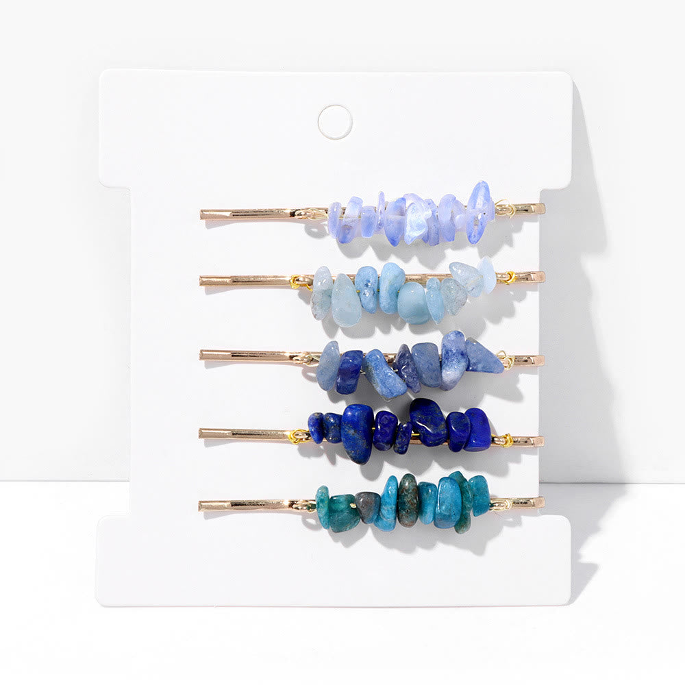 Olivenorma 5Pcs Healing Crystal Hairpin - Opalite&Aquamarine&Blue Aventurine& Lapis Lazuli&Blue Apatite - image 12