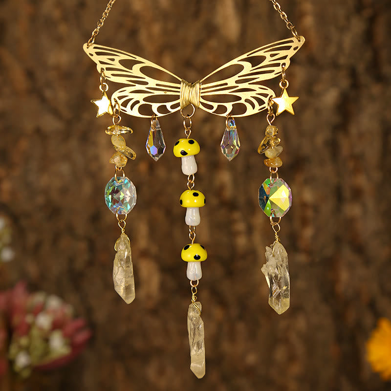 Olivenorma Crystal Butterfly Wings Sunshine Catcher Wind Chime