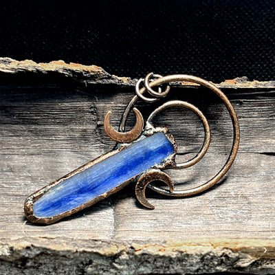 Olivenorma Kyanite Copper Double Moon Ring Pendant Necklace