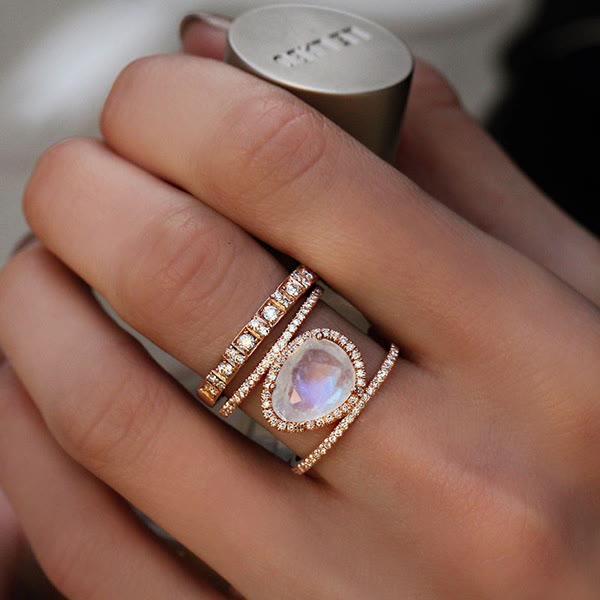 Olivenorma Irregular Moonstone Ring