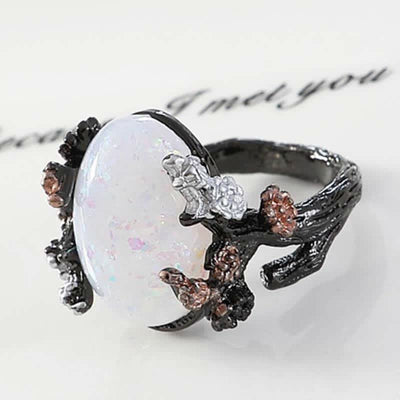 Olivenorma "Midnight Blossom: -Magic Tree Opal Ring