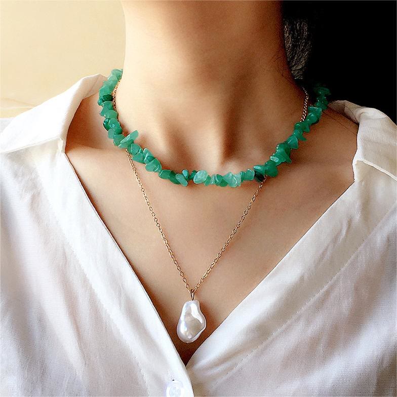 Olivenorma Irregular Shaped Polished Crystal Stone Necklace - image 3