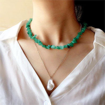 Olivenorma Irregular Shaped Polished Crystal Stone Necklace - image 3