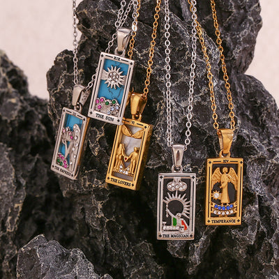 Olivenorma Stainless Steel 18k Gold Plated Tarot Card Necklace