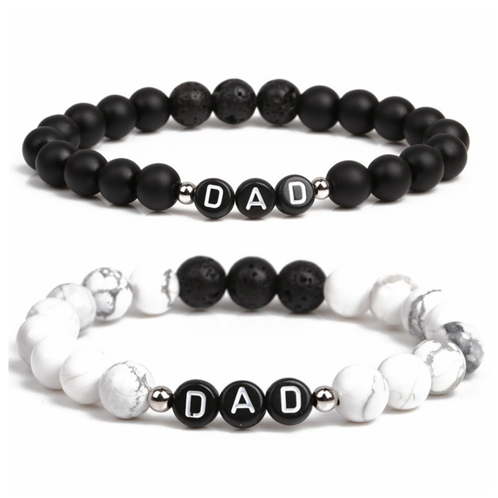 Olivenorma White Turquoise Mens Alphabet Dad Bracelet