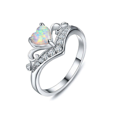 Olivenorma "Peace of Mind" Heart Crown Opal Ring