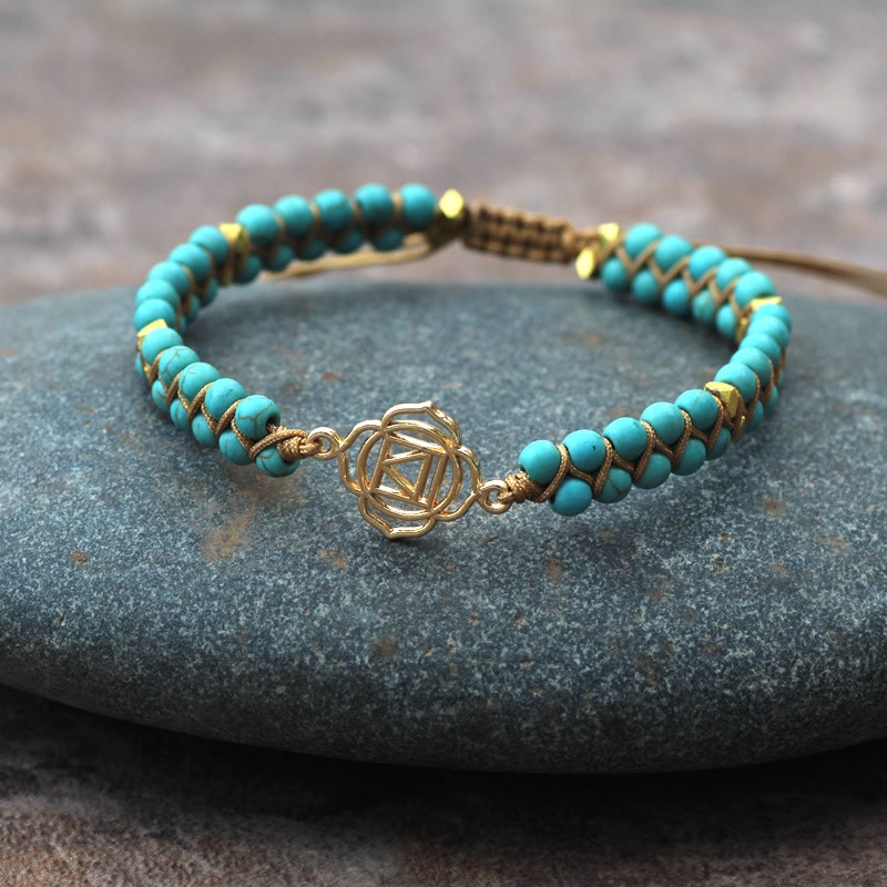 Olivenorma Turquoise White Turquoise Double Braided Wrap Bracelet