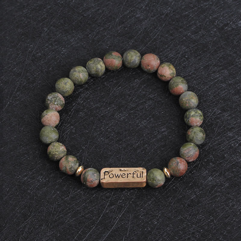 Olivenorma Natural Gemstone Love Powerful Engraving Bracelet