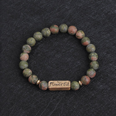 Olivenorma Natural Gemstone Love Powerful Engraving Bracelet