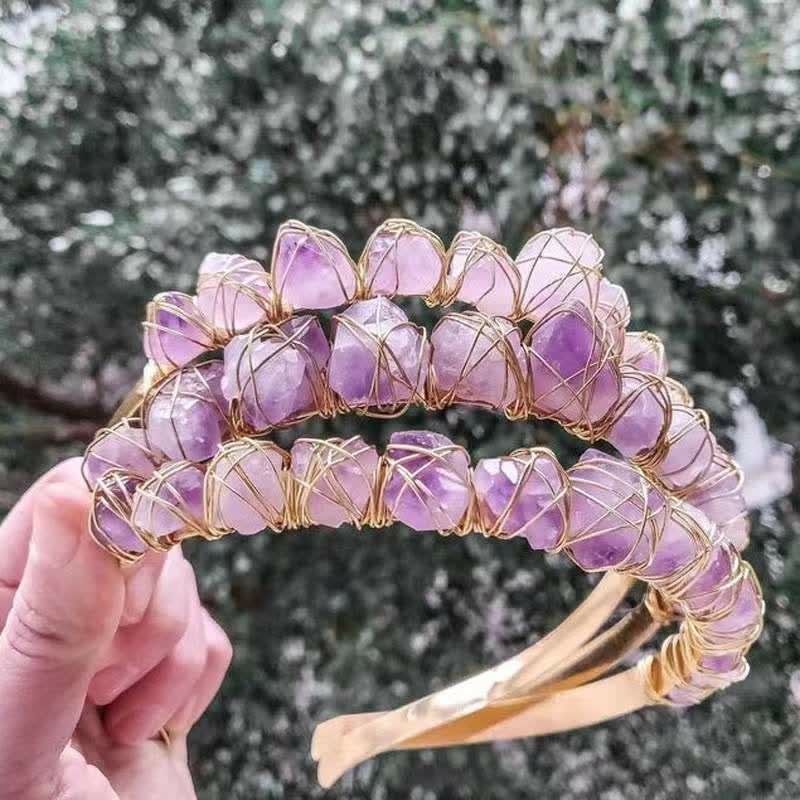 Olivenorma Handcrafted Hairpiece Amethyst Crystal Crow